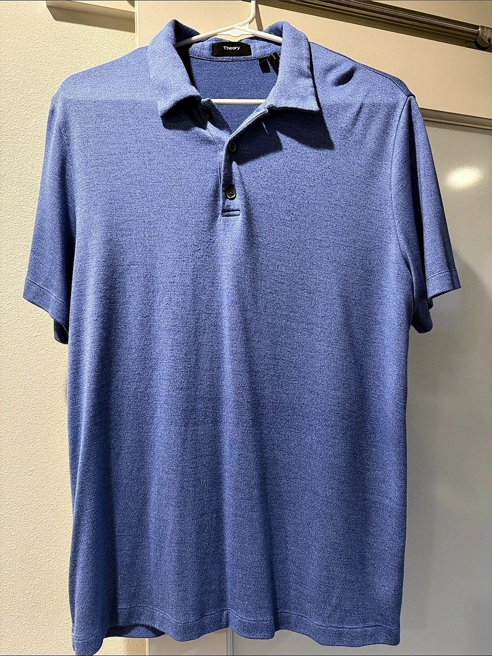 Theory Soris Knit Polo Blue Polo Shirt